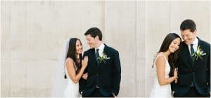 Wedding photos of a bride and groom at the Grand Rapids Art Museum photographed by Mae Photo Co.